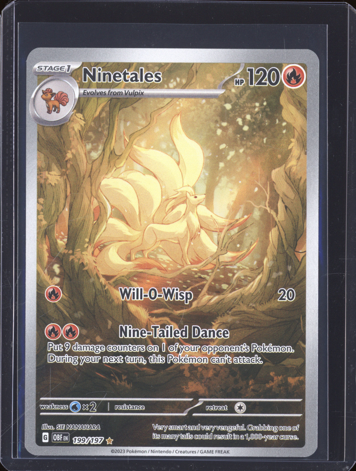 Ninetales 2023 Pokemon Obsidian Flames OBF 199/197 Illustration Rare