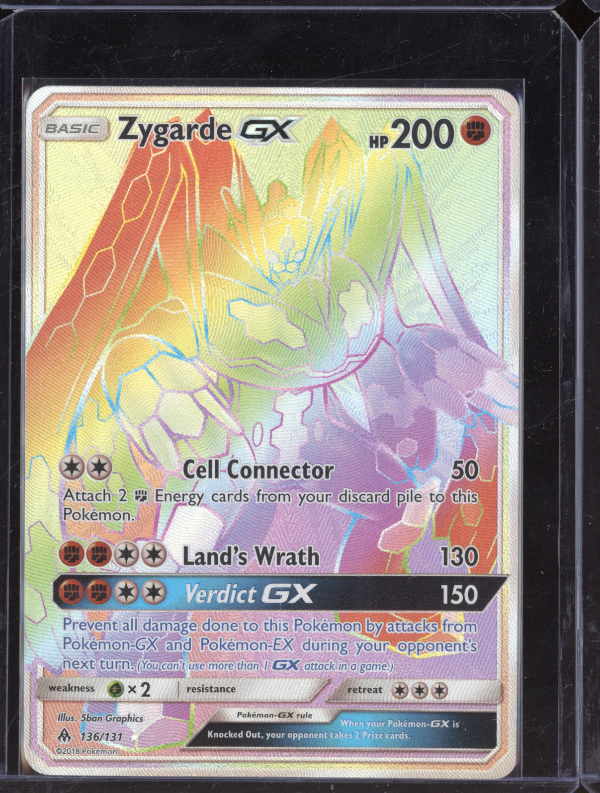 2018 Pokemon Forbidden Light 136/131 Zygarde GX Secret Rare