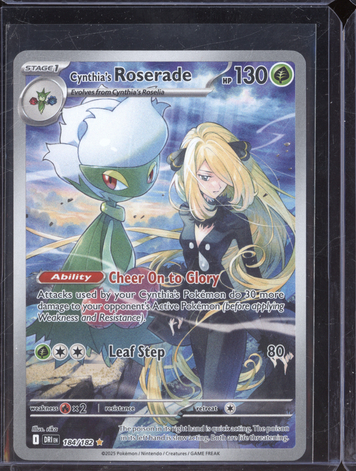 Cynthia's Roserade 2025 Pokemon Destined Rivals DRI 184/182 Illustration Rare