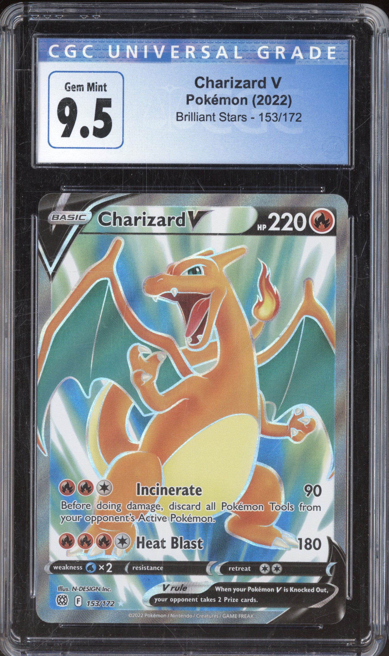 Charizard V 2022 Pokemon Brilliant Stars 153/172 Ultra Rare CGC 9.5
