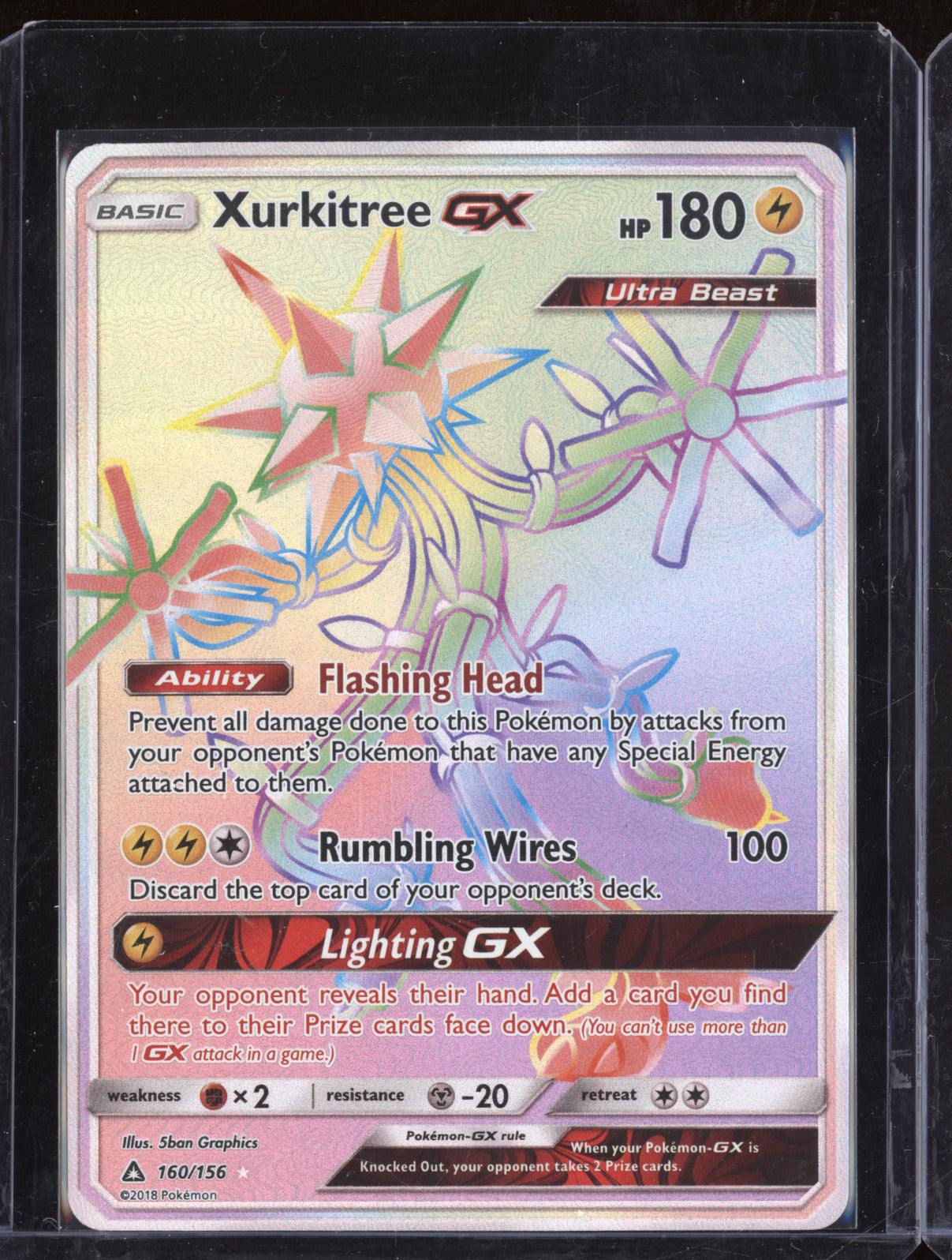 2018 Pokemon Ultra Prism 160/156 Xurkitree GX Secret Rare