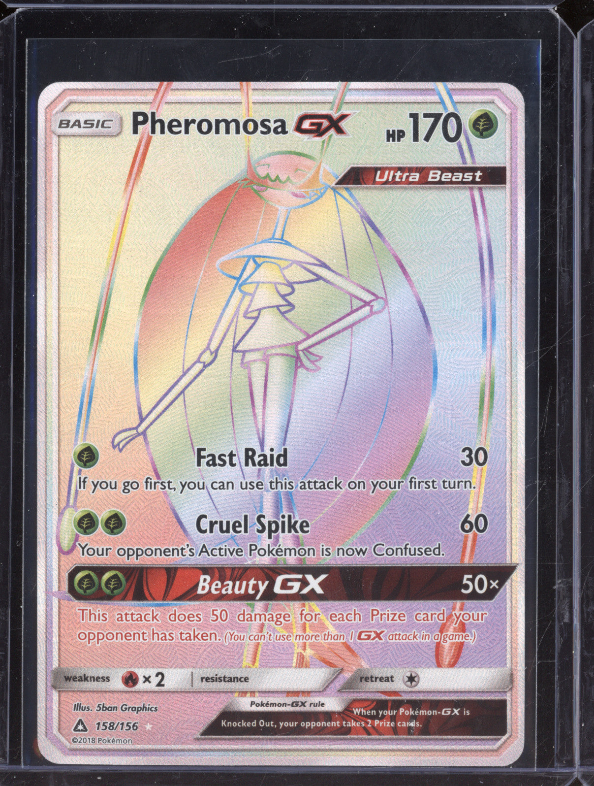 2018 Pokemon Ultra Prism 158/156 Pheromosa GX Secret Rare