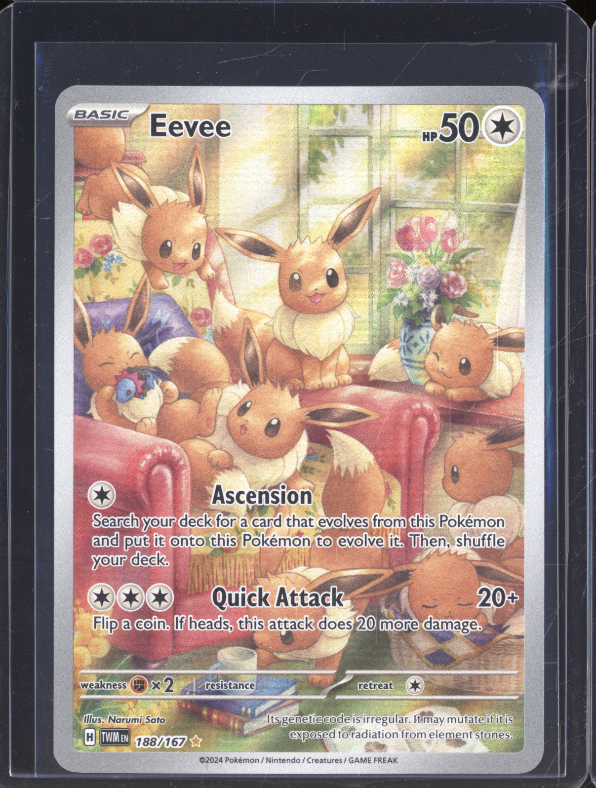 Eevee 2024 Pokemon Twilight Masquerade TWM 188/167 Illustration Rare