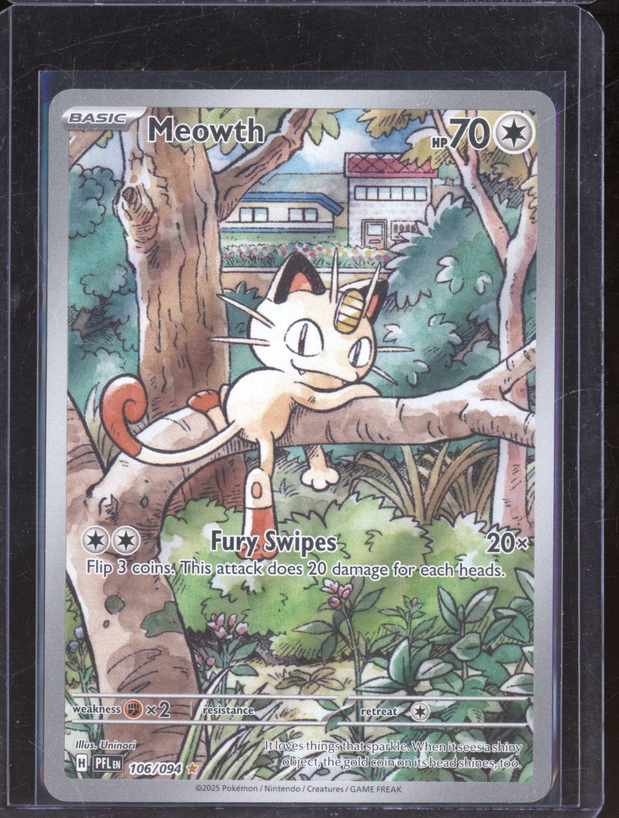 2025 Pokemon Phantasmal Flames 106/094 Meowth Illustration Rare