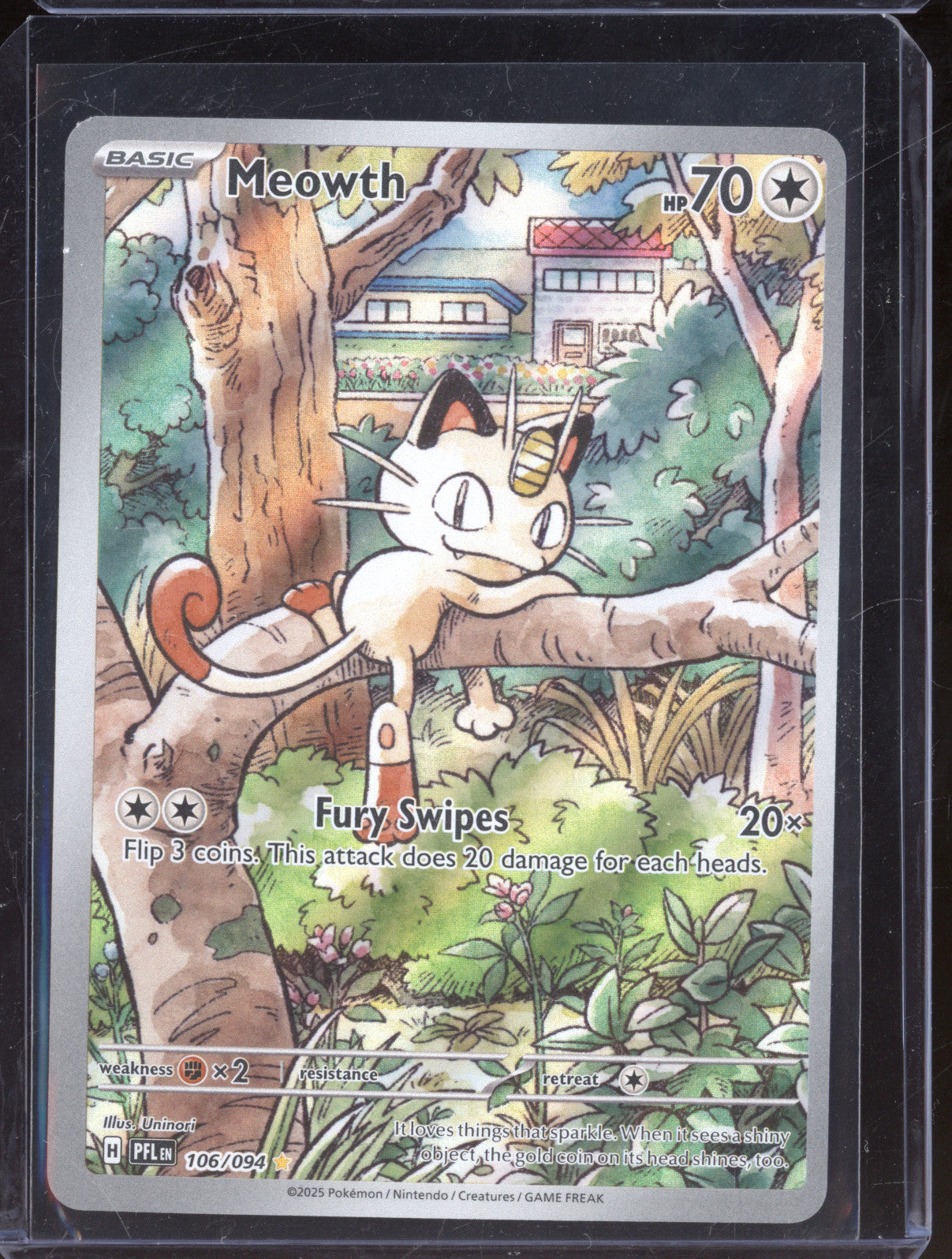 2025 Pokemon Phantasmal Flames 106/094 Meowth Illustration Rare