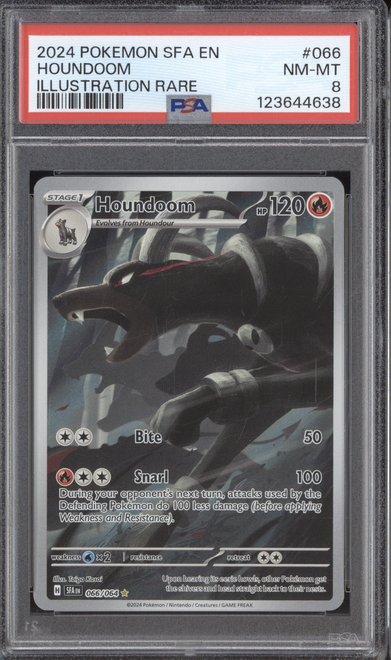 2024 Pokemon Shrouded Fable SFA 066 Houndoom Illustration Rare PSA 8