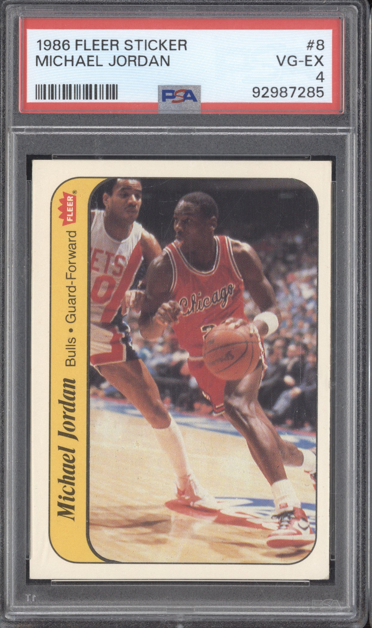 Michael Jordan 1986 Fleer Sticker 8 RC PSA 4