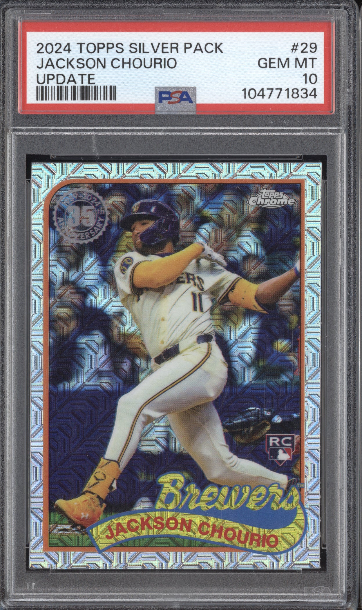 Jackson Chourio 2024 Topps Silver Pack 29 Update RC PSA 10