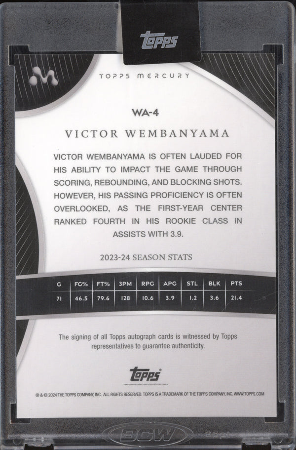 Victor Wembanyama 2023-24 Topps Mercury WA-4 Orange Auto RC 14/25