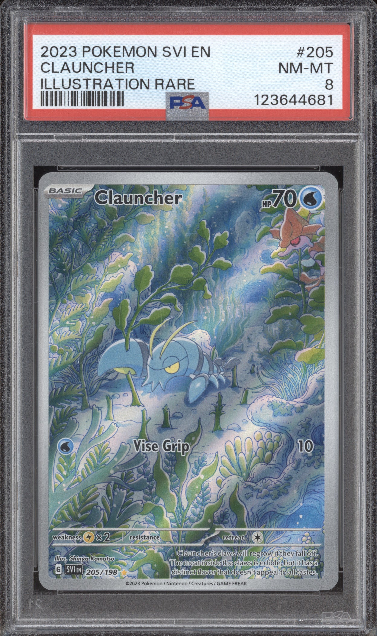 2023 Pokemon Scarlet & Violet SVI 205 Clauncher Illustration Rare PSA 8