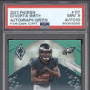 DeVonta Smith 2021 Panini Phoenix 107 Green Auto RC 4/10 PSA 9/10