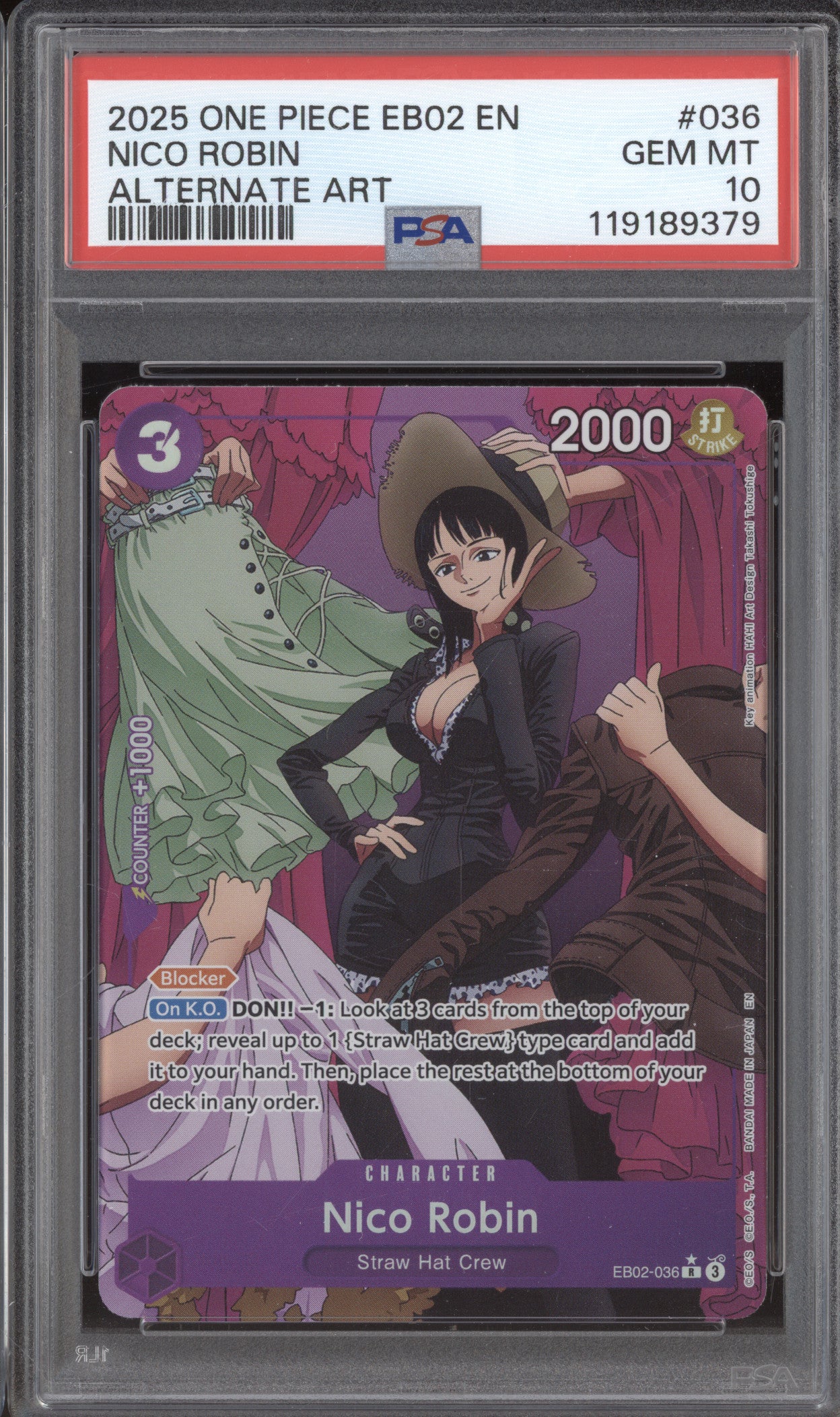 Nico Robin  One Piece Extra Booster: 25th Anniversary EB02-036 Alt Art PSA 10