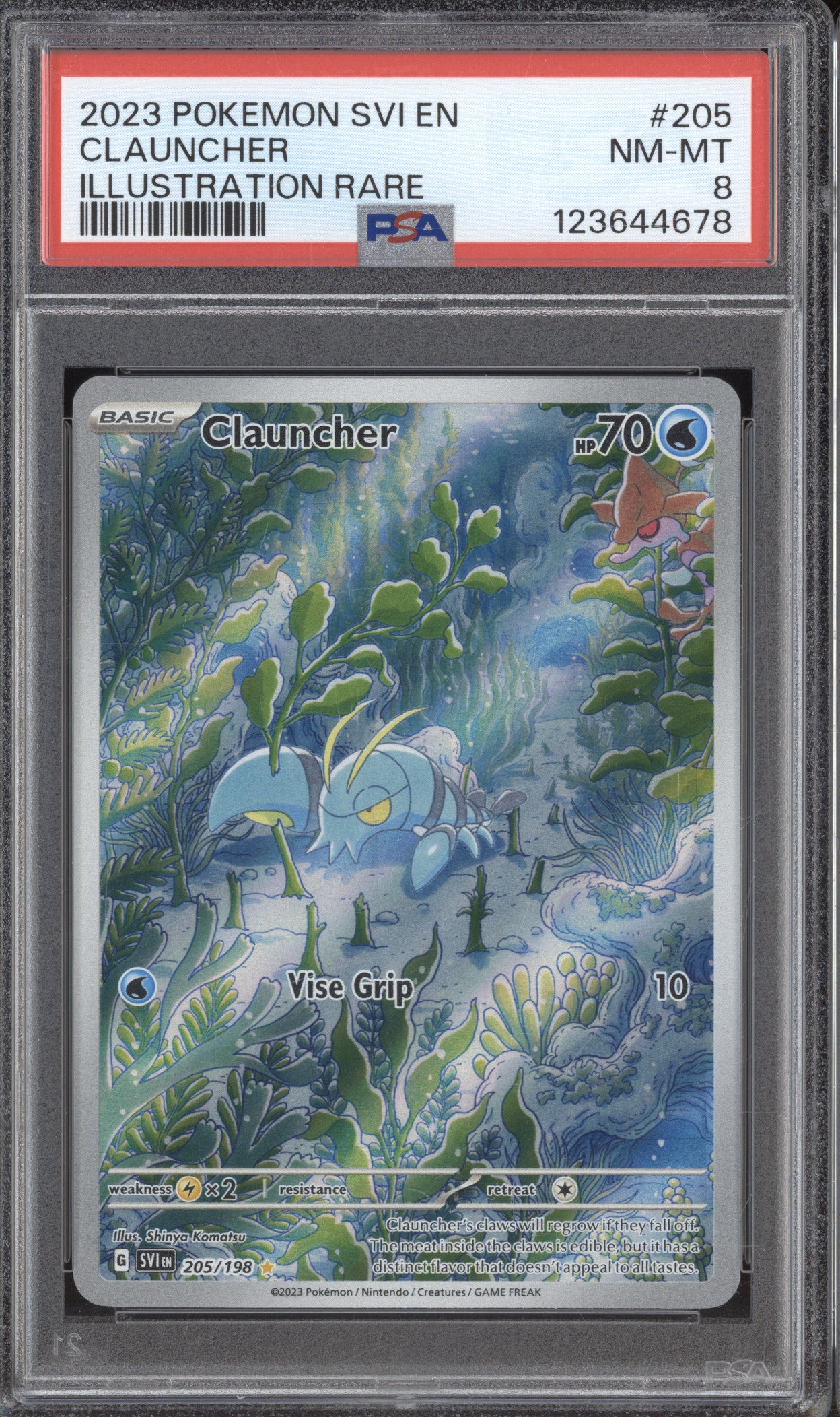 2023 Pokemon Scarlet & Violet SVI 205 Clauncher Illustration Rare PSA 8