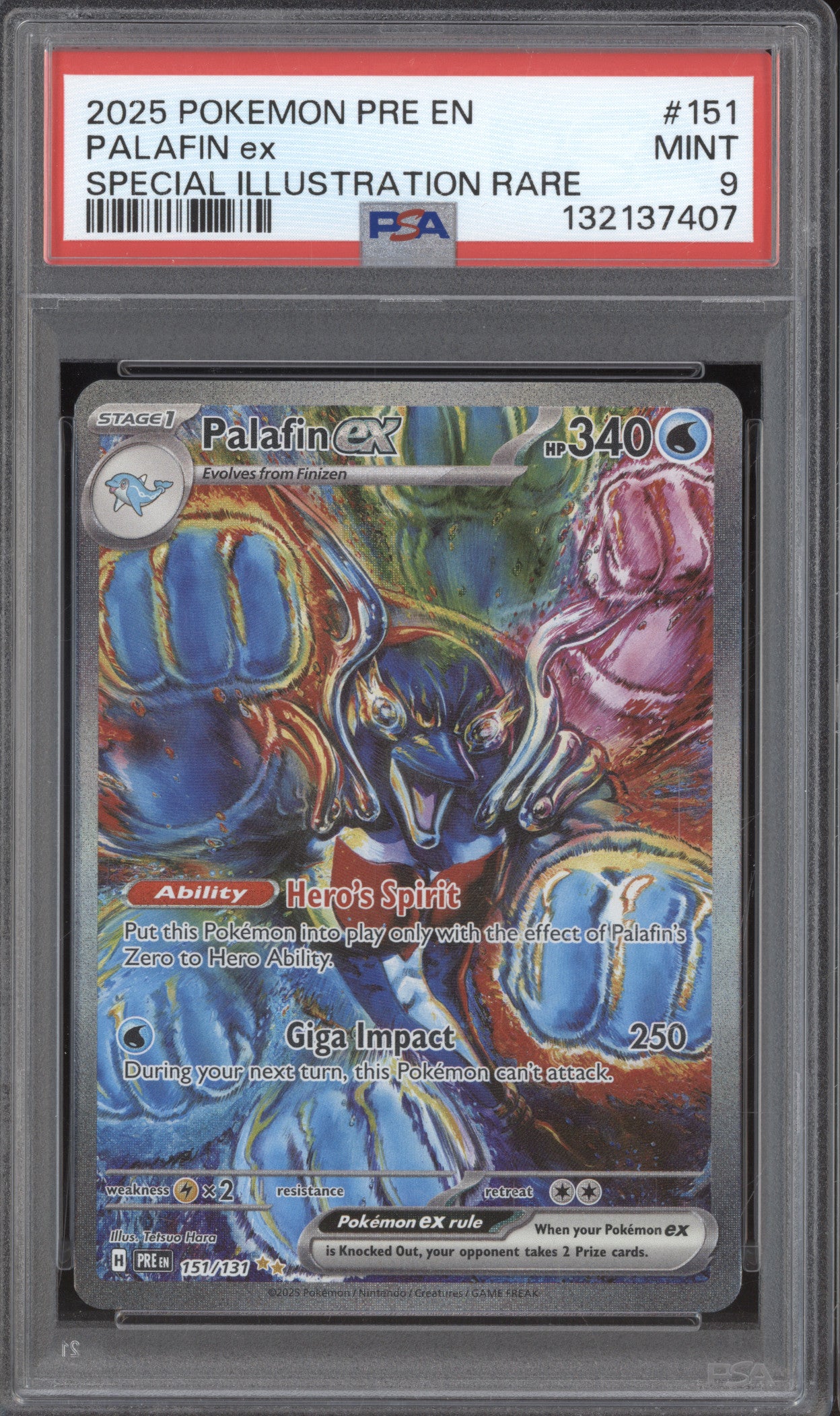 Pokemon Prismatic Evolutions PRE 151/131 Palafin ex Special Illustration PSA 9
