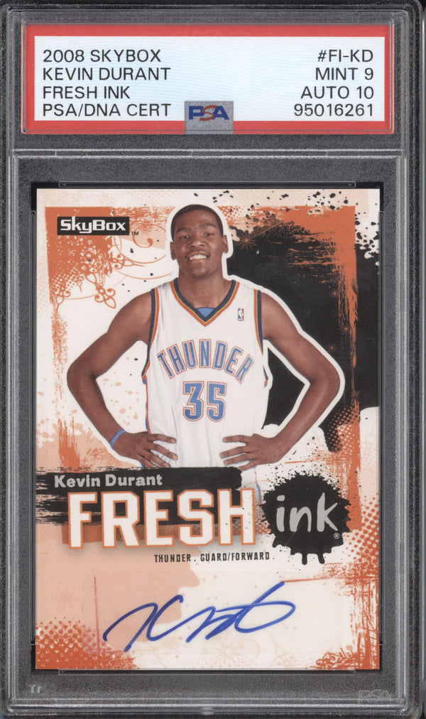 Kevin Durant 2008-09 Upper Deck Skybox FI-KD Fresh Ink Auto PSA 9/10