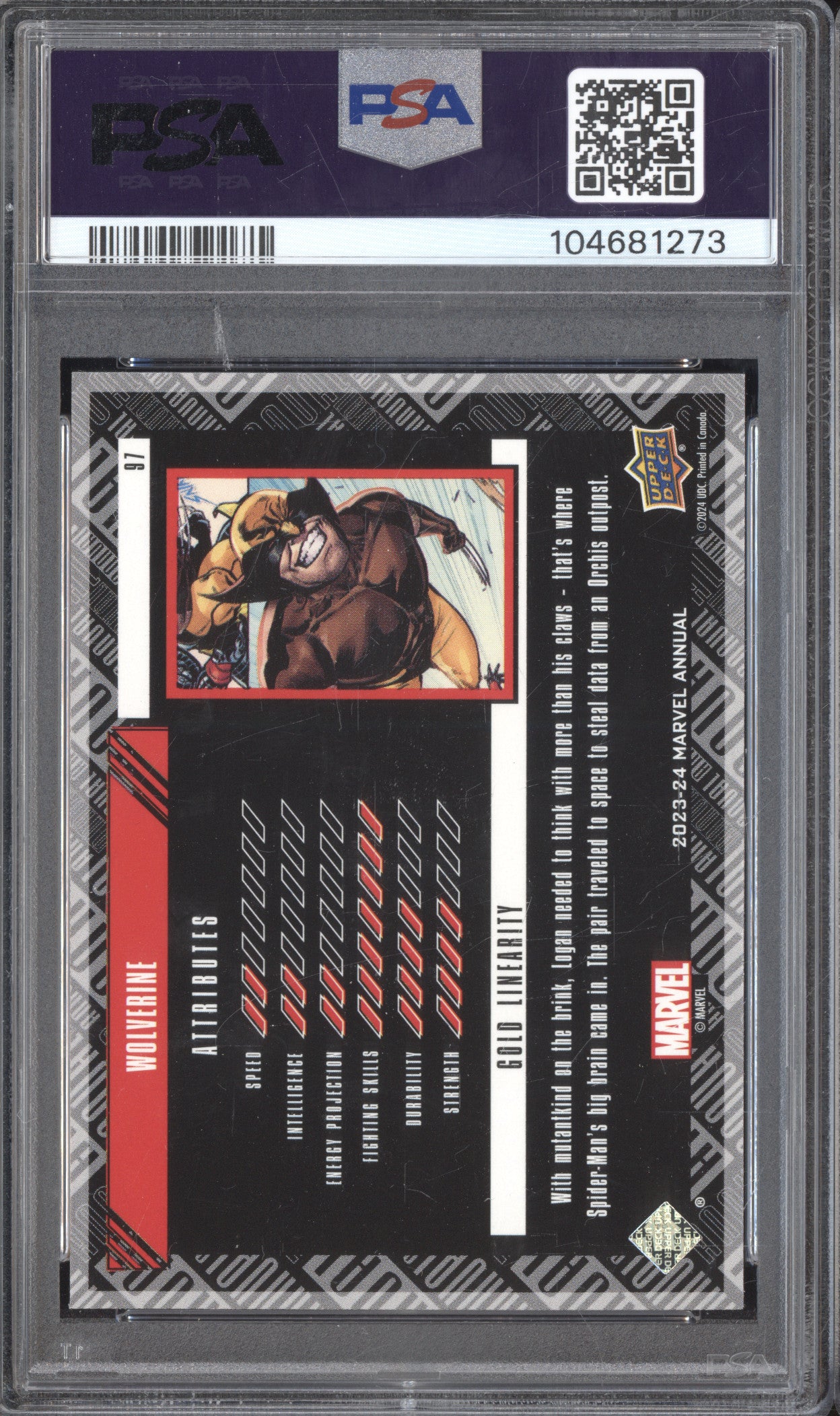 Wolverine 2023 Upper Deck Marvel Annual 97 Gold Linearity 42/88 PSA 9