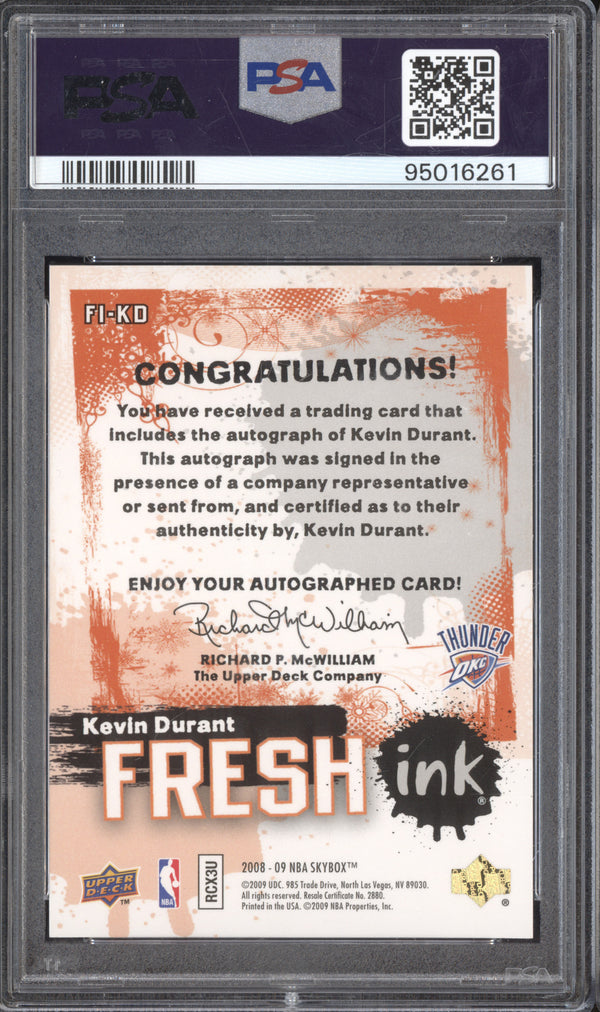 Kevin Durant 2008-09 Upper Deck Skybox FI-KD Fresh Ink Auto PSA 9/10