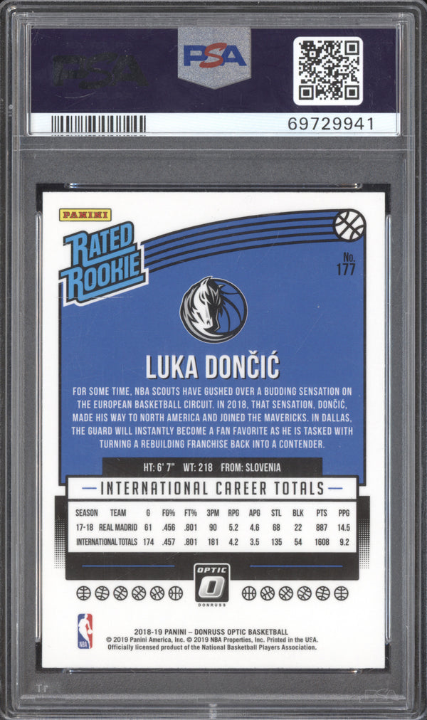 Luka Doncic 2018-19 Panini Donruss Optic 177 RC PSA 9