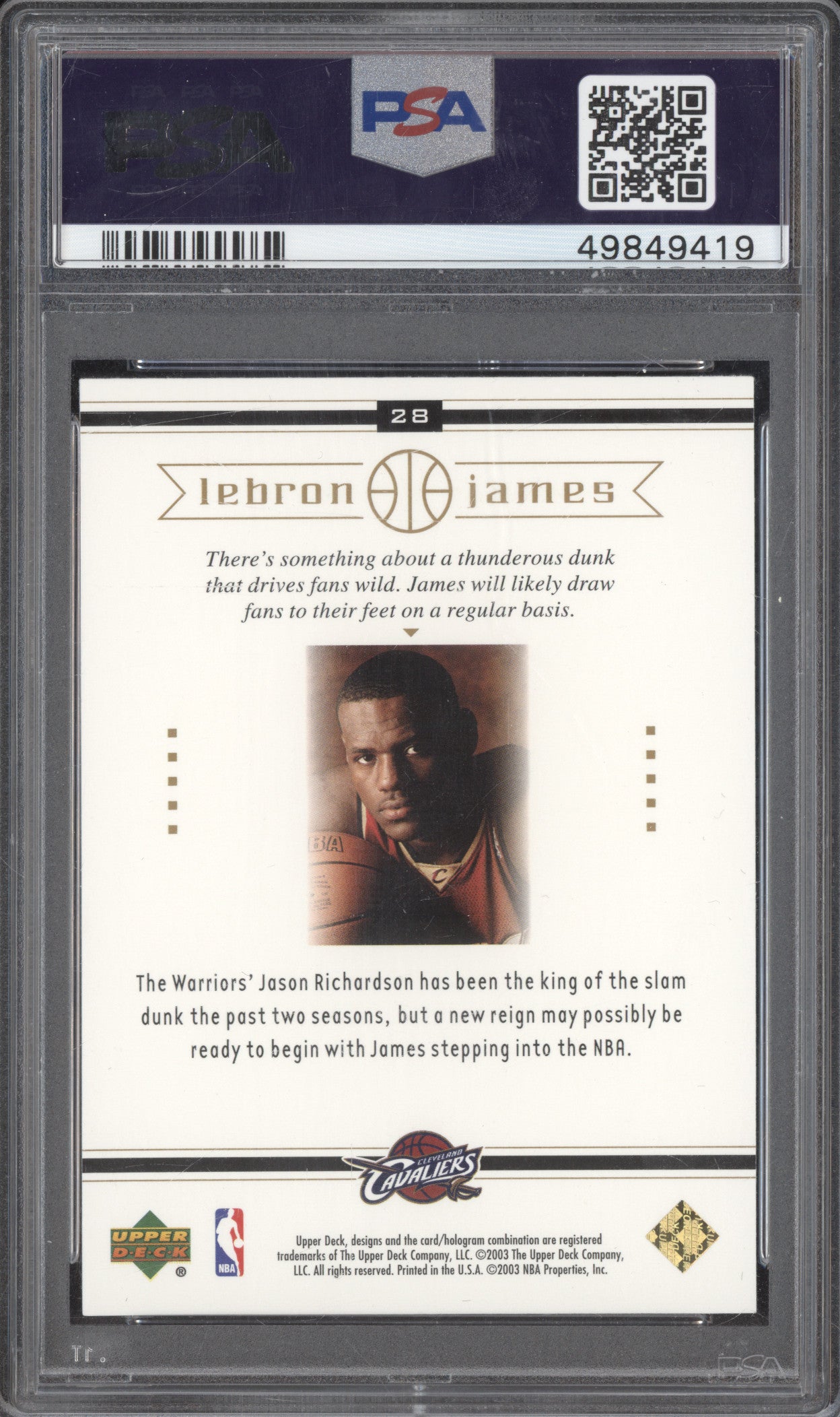 LeBron James 2003-04 Upper Deck Box Set 28 RC PSA 9