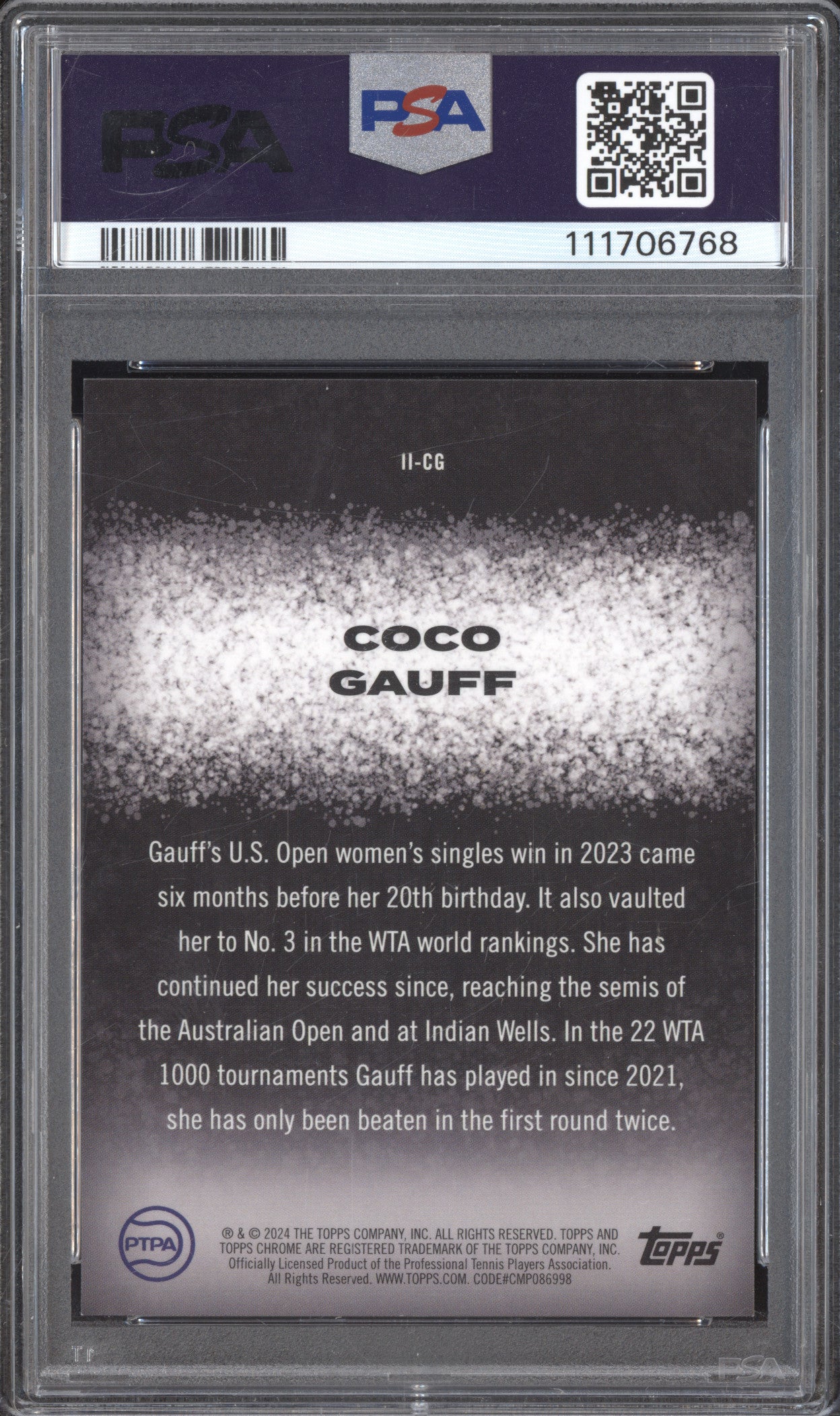 Coco Gauff 2024 Topps Graphite Tennis II-CG Intricate Images PSA 9