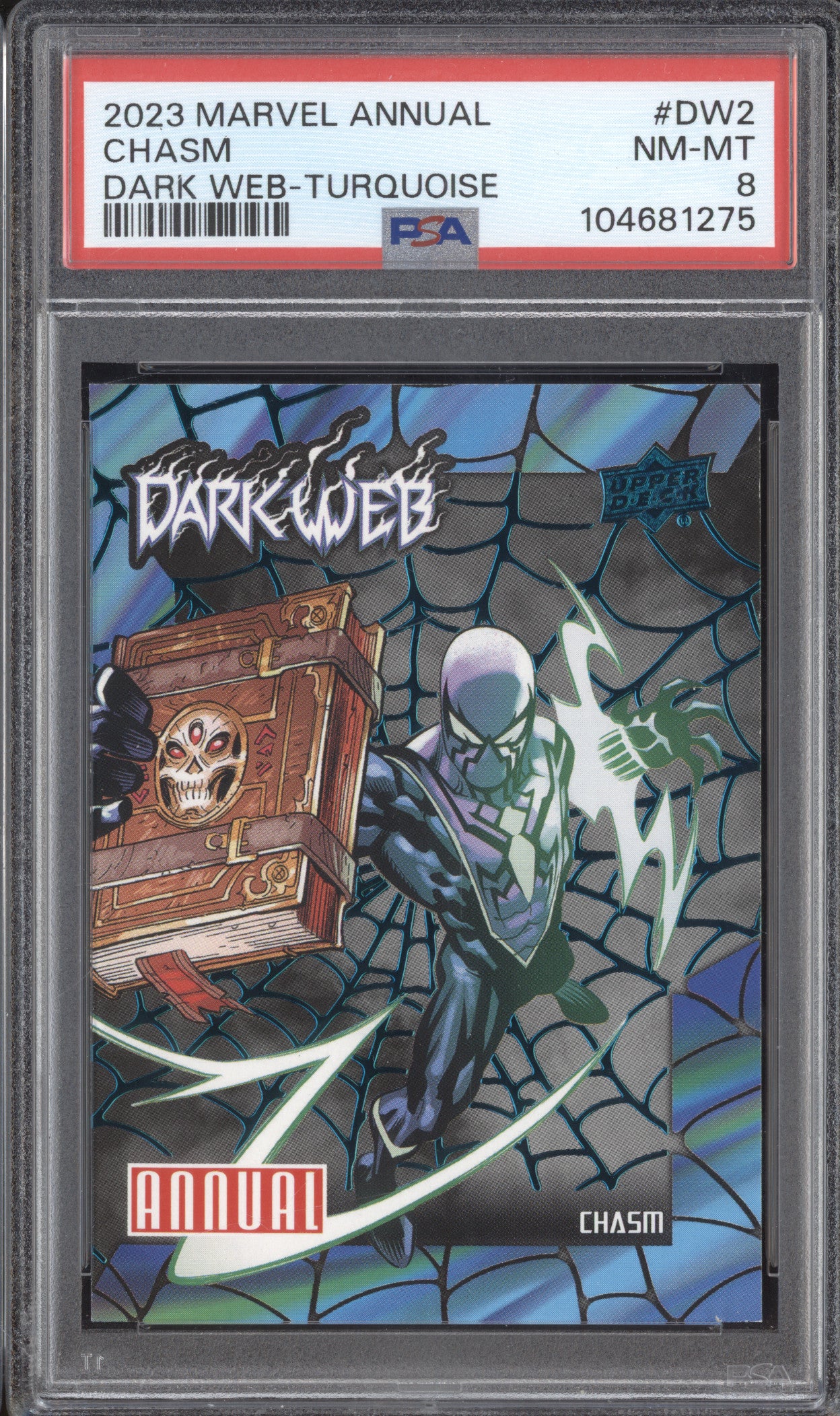 Chasm 2023 Upper Deck Marvel Annual DW-2 Dark Web Turquoise 197/299 PSA 8