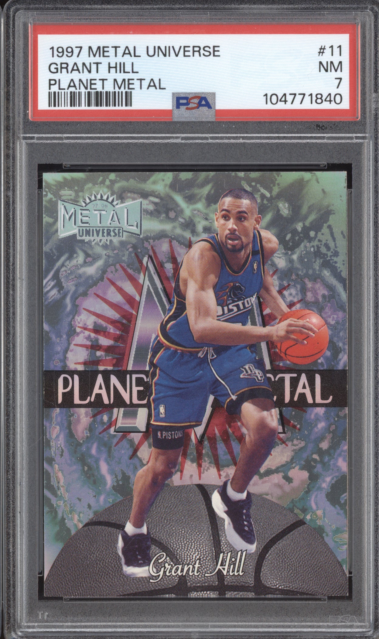 Grant Hill 1997-98 Skybox Metal Universe 11 Planet Metal PSA 7