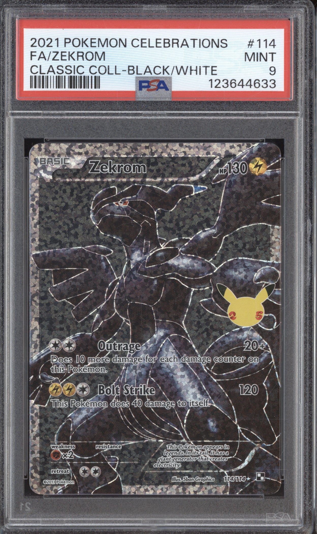 2021 Pokemon Celebrations 114 Zekrom Classic Black/White PSA 9