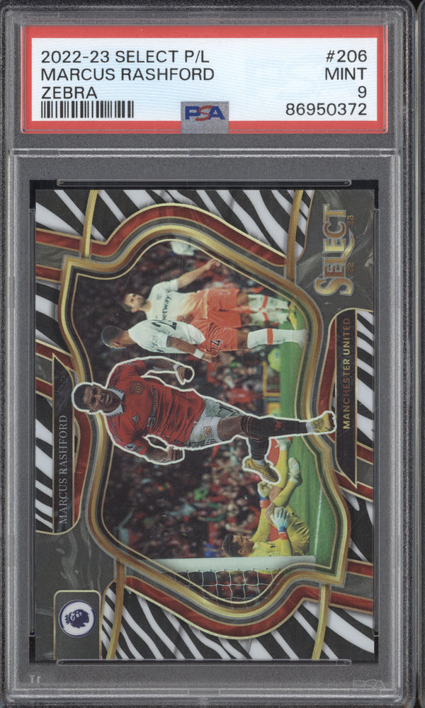 Marcus Rashford 2022-23 Panini Select Premier League Field Level Zebra /25 PSA 9