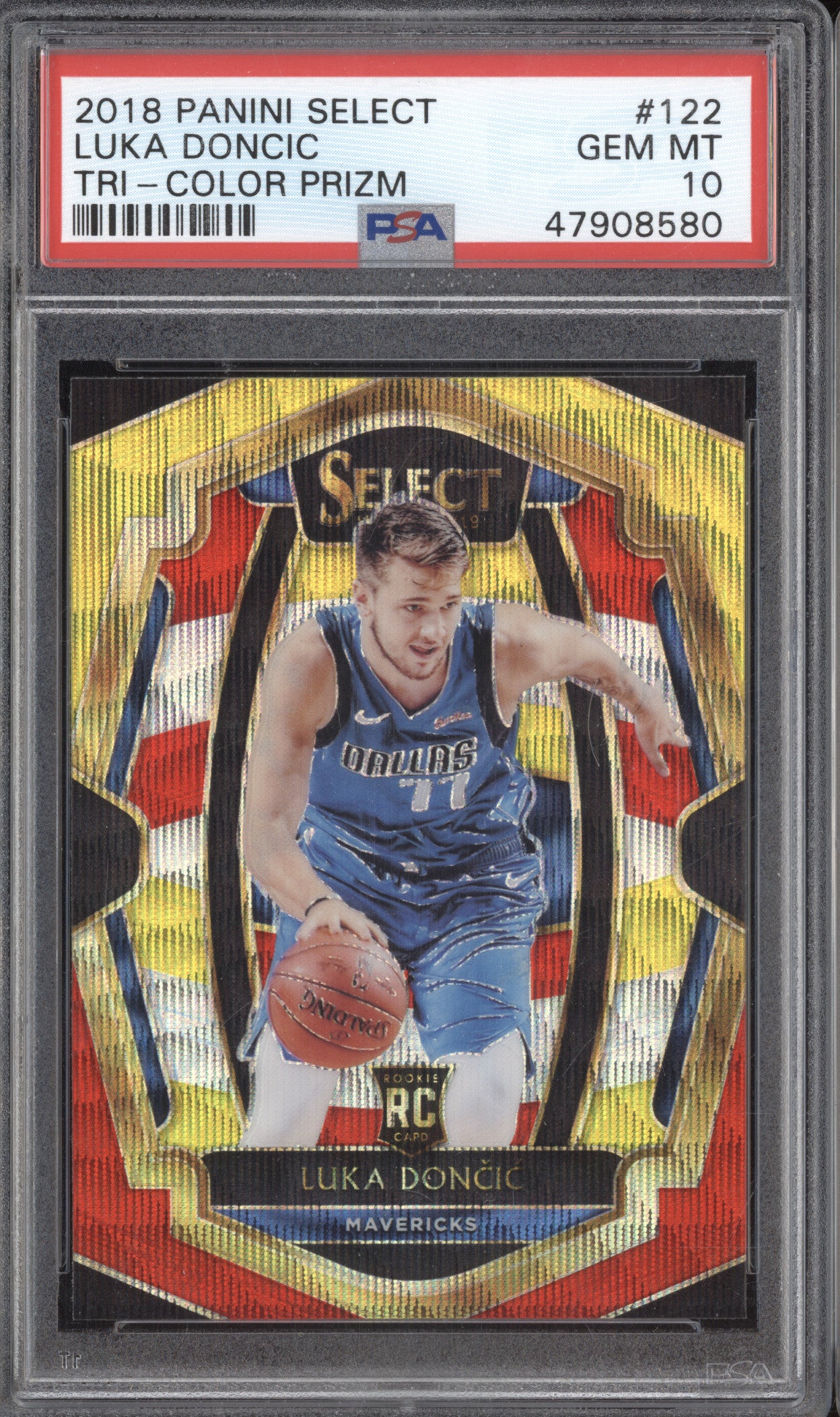 Luka Doncic 2018-19 Panini Select 122 Tri-Color RC PSA 10