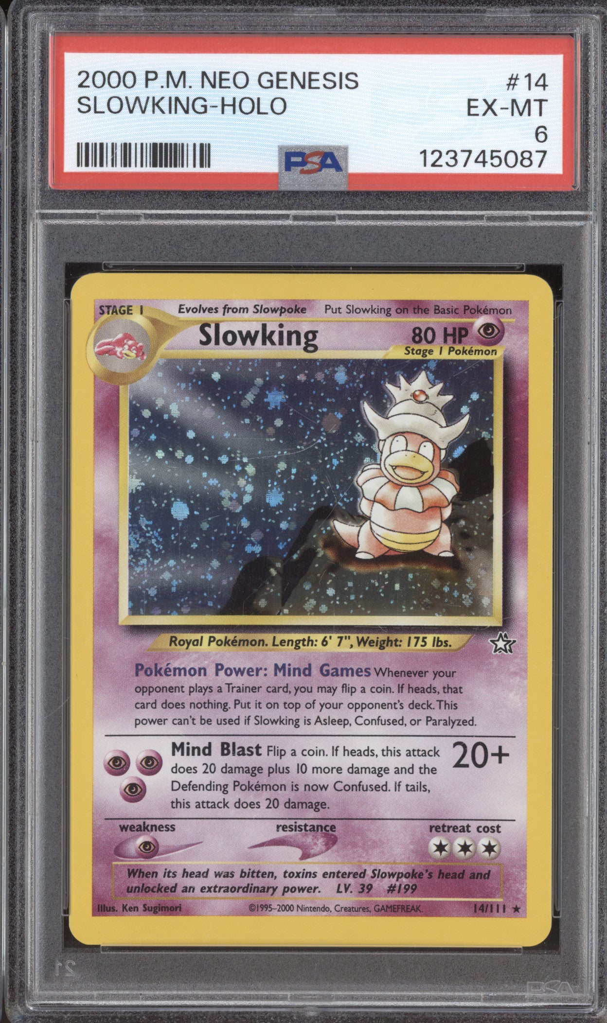 2000 Pokemon Neo Genesis 14 Slowking Holo PSA 6