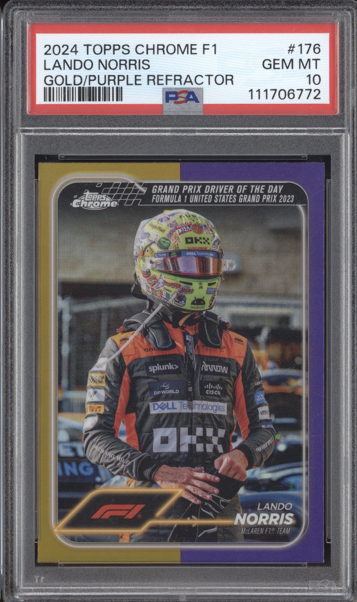 Lando Norris 2024 Topps Chrome Formula 1 176 Gold Purple PSA 10