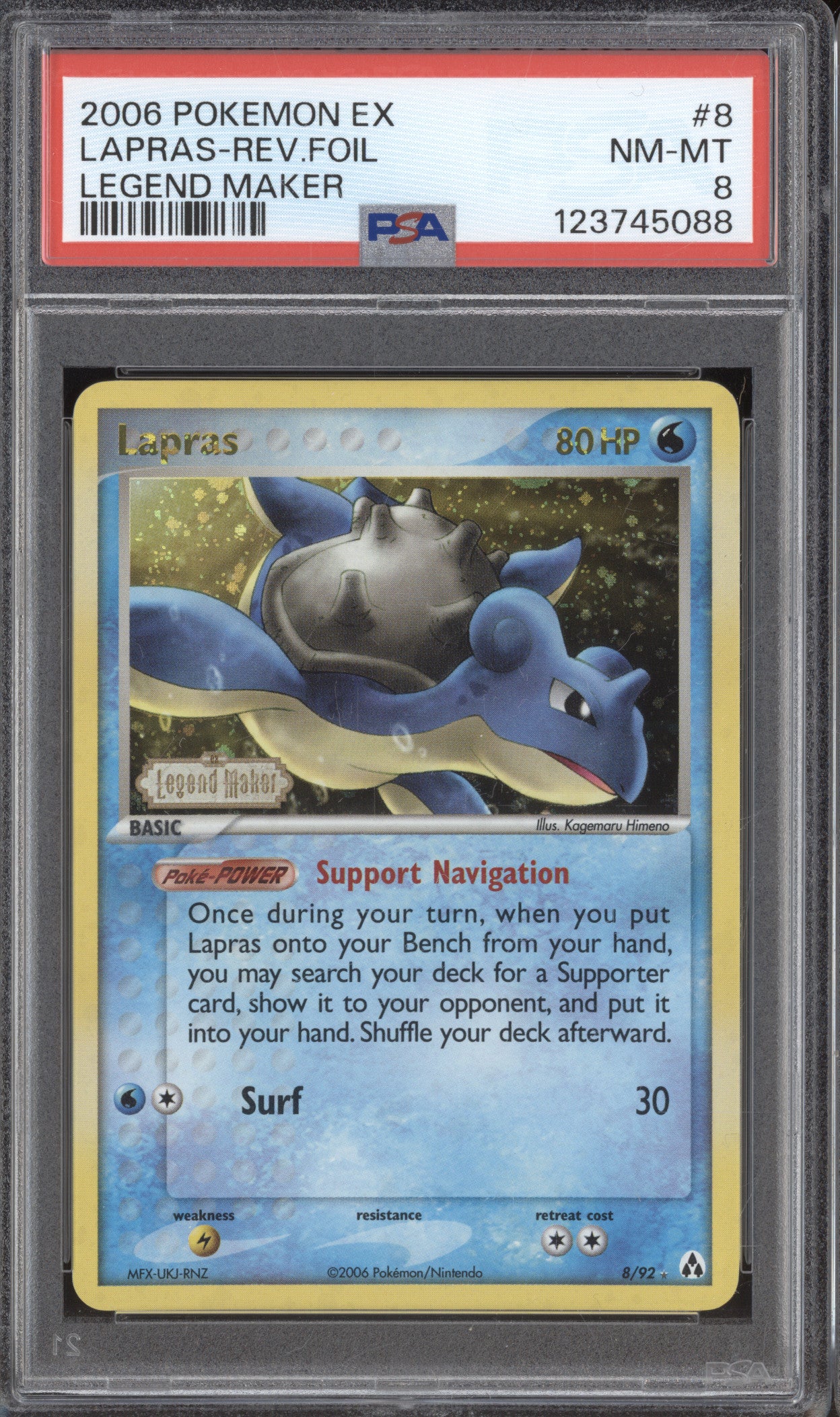 2006 Pokemon Legend Maker 8 Lapras Reverse Holo PSA 8