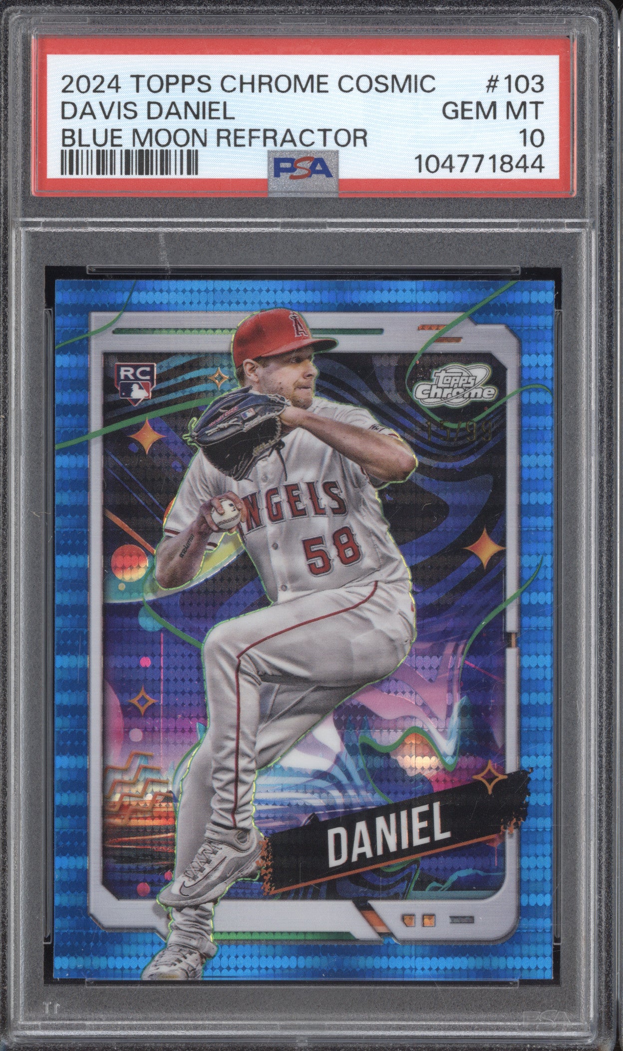 Davis Daniel 2024 Topps Cosmic Chrome 103 Blue Moon Refractor RC 15/99 PSA 10