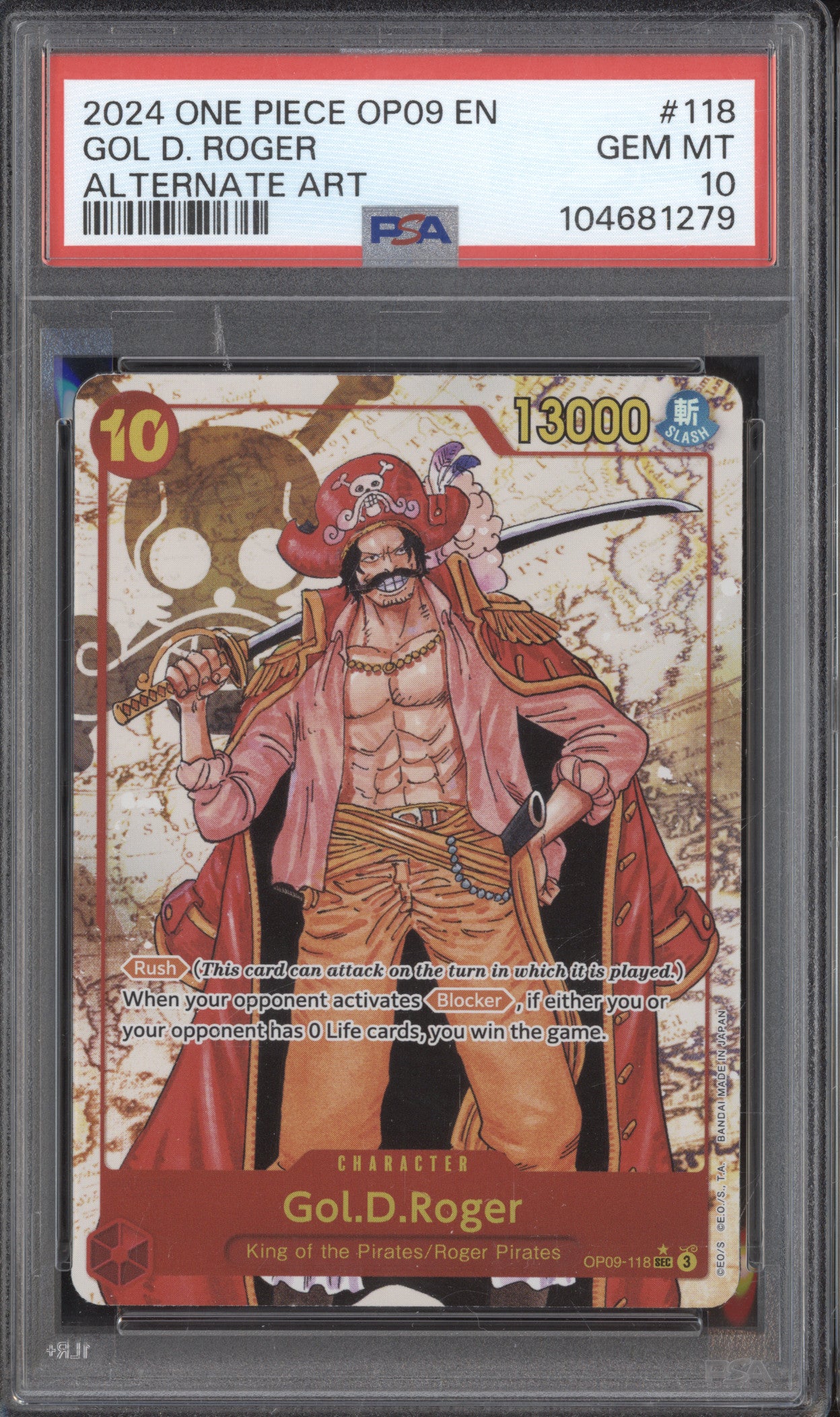 Gol.D.Roger 0 One Piece Emperors in the New World OP09-118 Alternate Art PSA 10