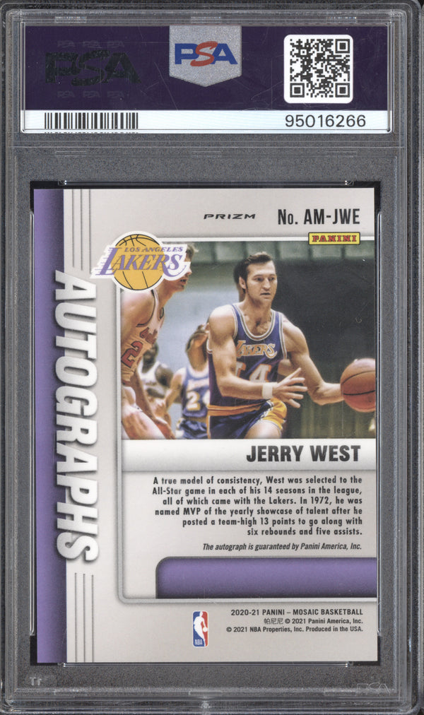 Jerry West 2020-21 Panini Mosaic AM-JWE Mosaic Auto PSA 10/10