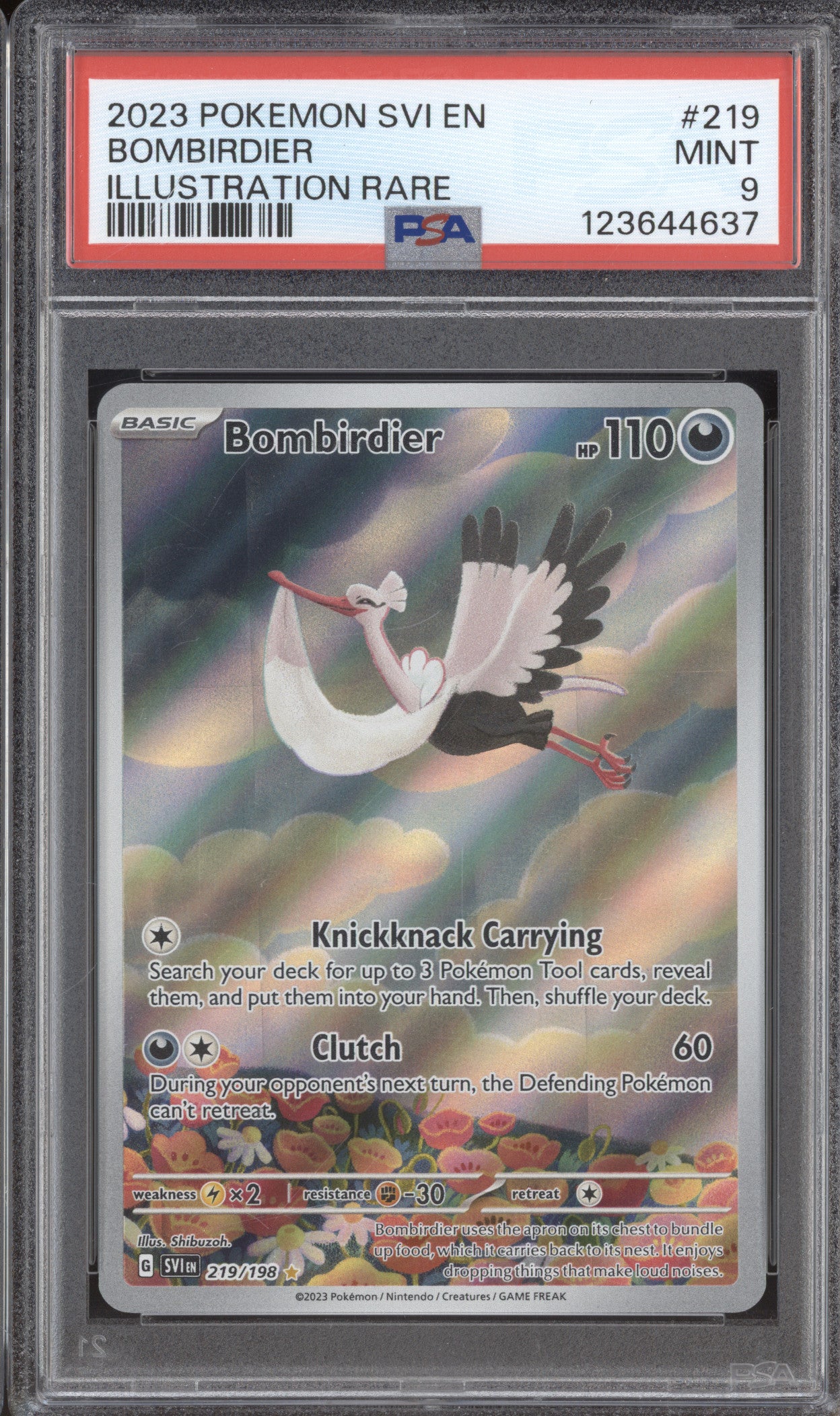 2023 Pokemon Scarlet & Violet SVI 219 Bombirdier Illustration Rare PSA 9