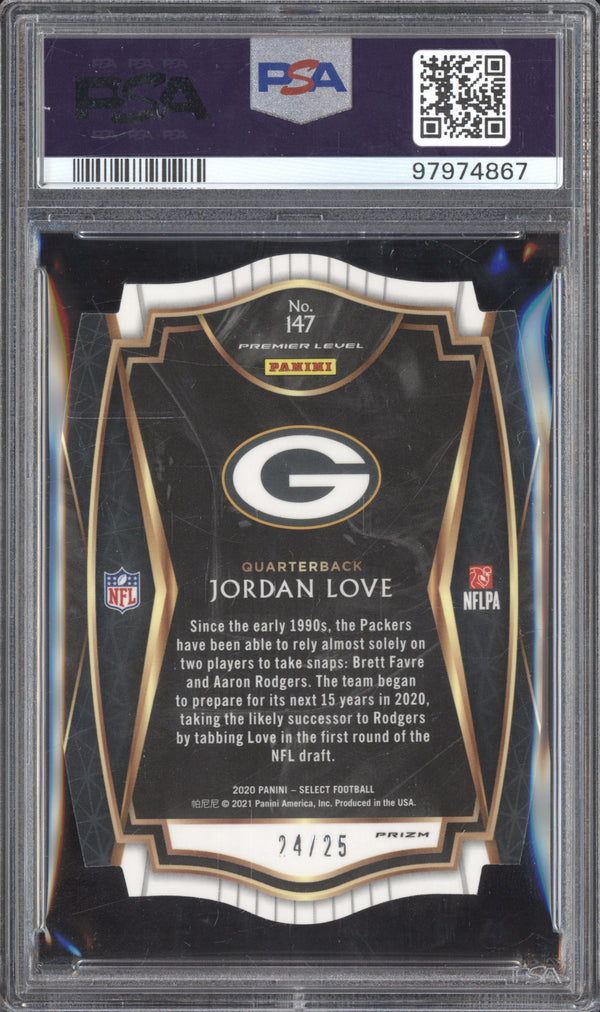 Jordan Love 2020 Panini Select 147 Tie Dye Die Cut RC 24/25 PSA 10