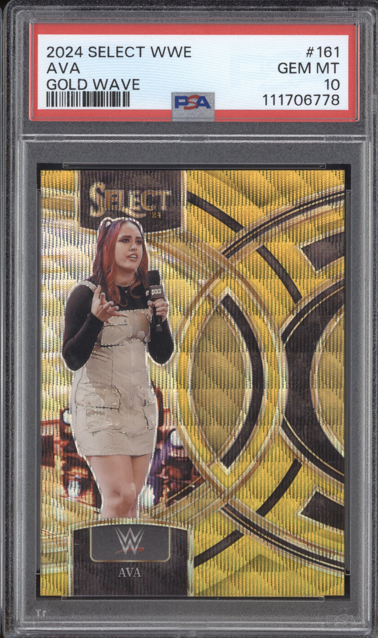 Ava 2024 Panini Select WWE 161 Gold Wave 9/10 PSA 10