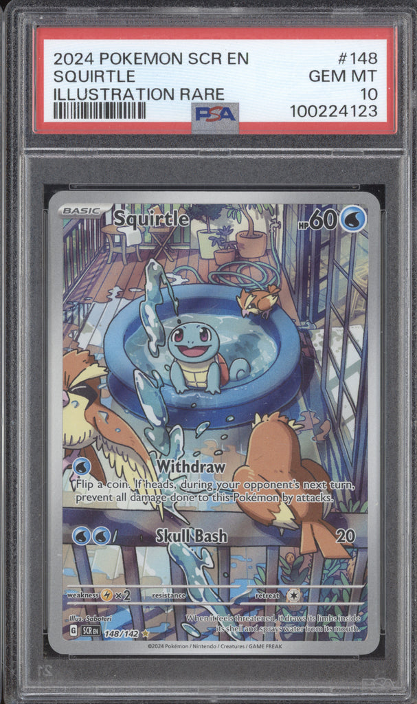 Squirtle 2024 Pokemon Stellar Crown 148/142 Illustration Rare PSA 10