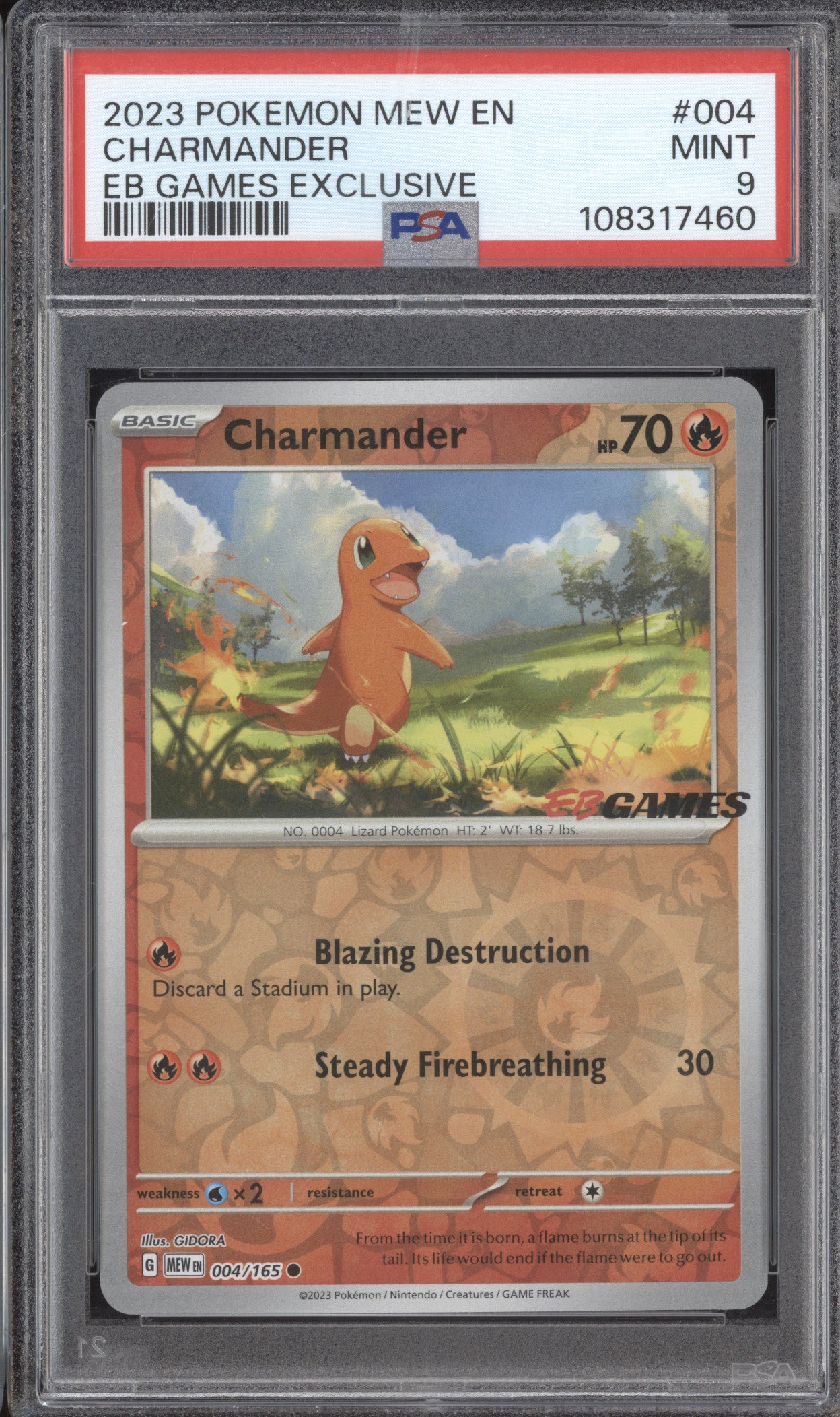 Charmander 2023 Pokemon 151 004/165 EB Games Exclusive Promo PSA 9