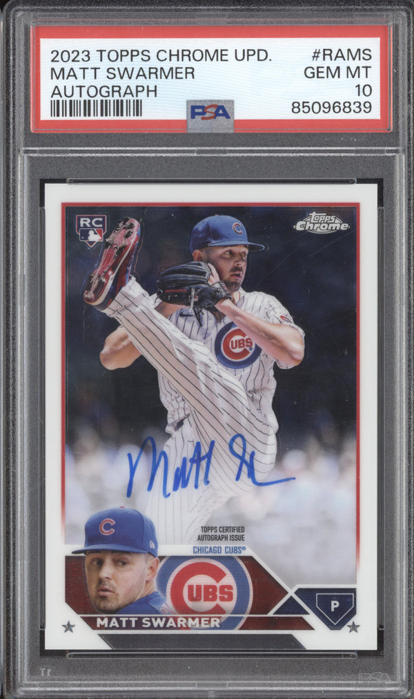 Matt Swarmer 2023 Topps Chrome Update RA-MS Rookie Auto RC PSA 10