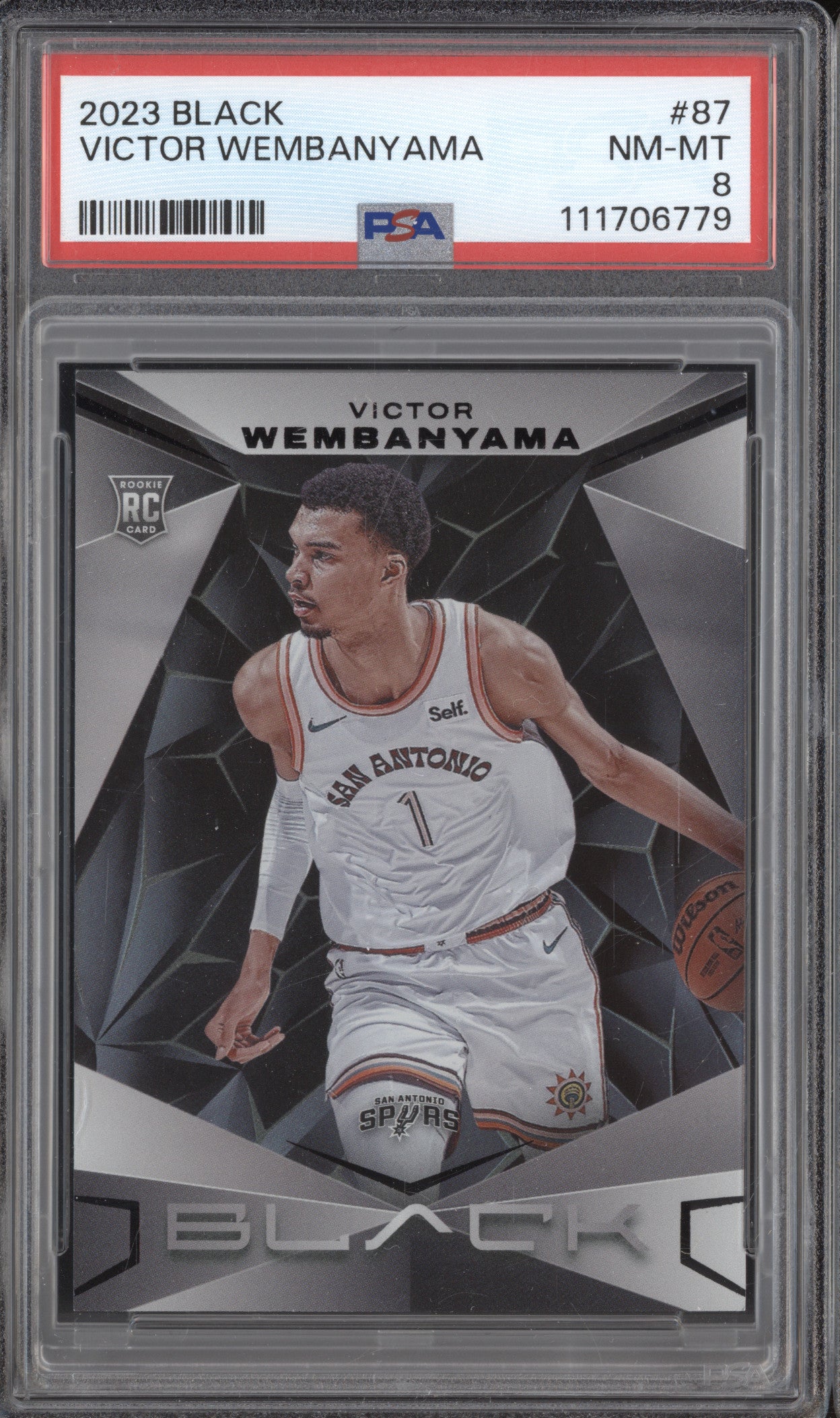 Victor Wembanyama 2023-24 Panini Black 87 RC PSA 8