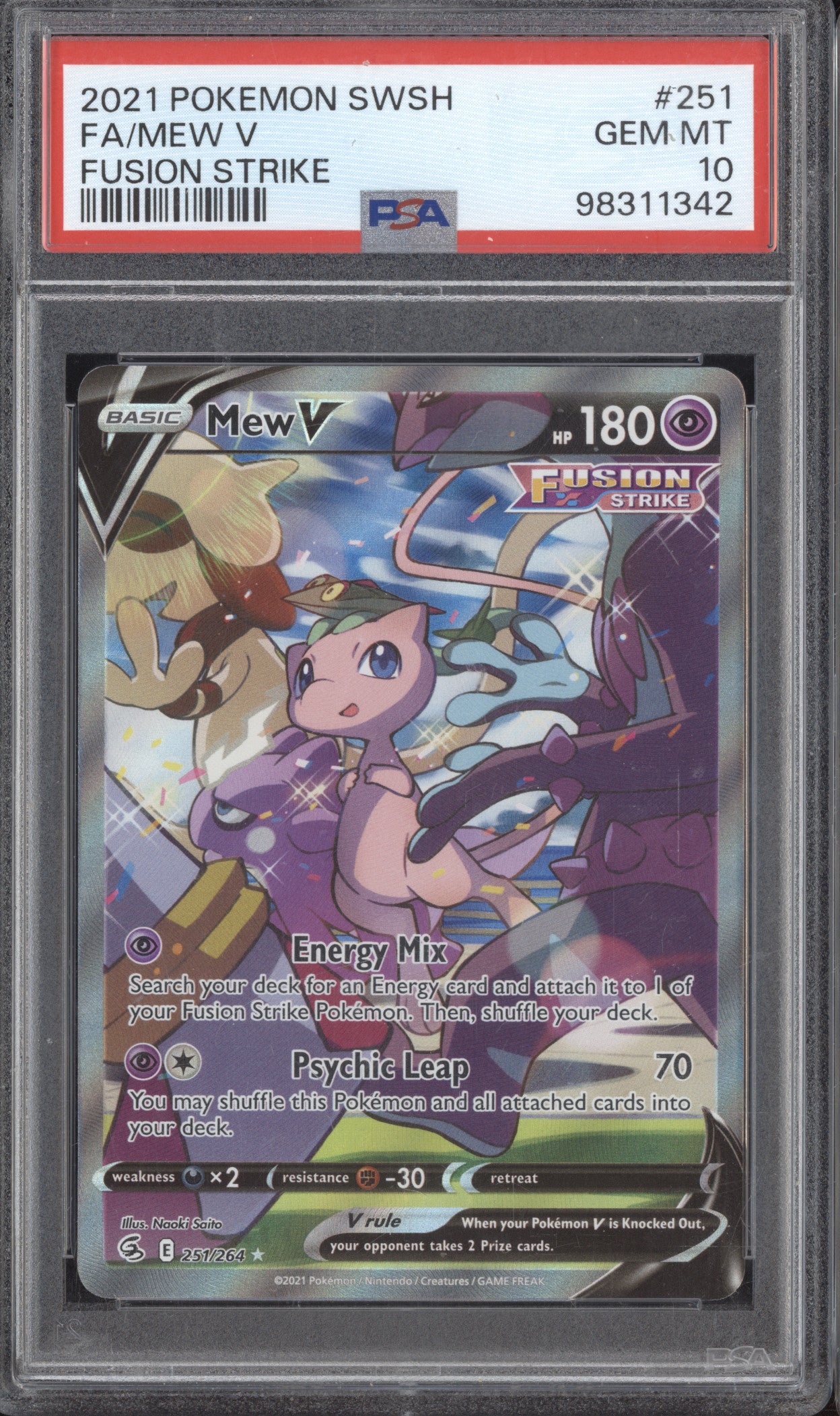 Mew V 2021 Pokemon Fusion Strike 251/264 PSA 10