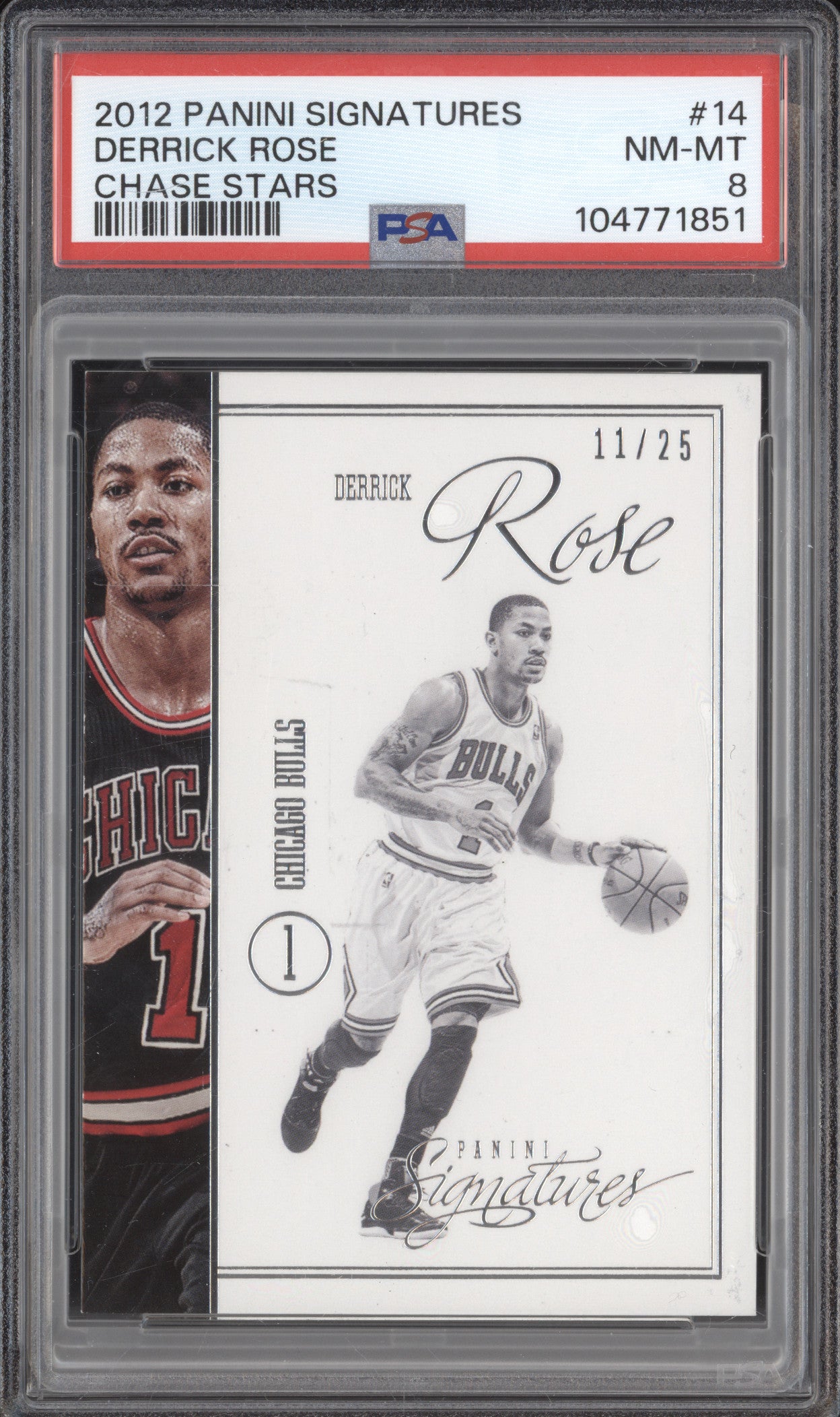 Derrick Rose 2012-13 Panini Signatures 14 Chase Stars 11/25 PSA 8