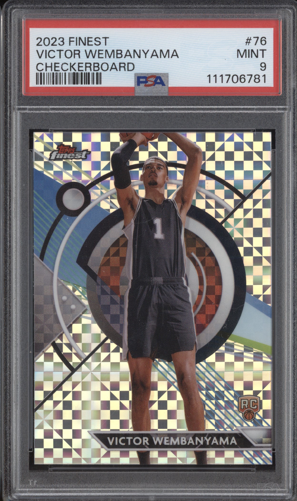 Victor Wembanyama 2023-24 Topps Finest 76 Checkerboard RC PSA 9