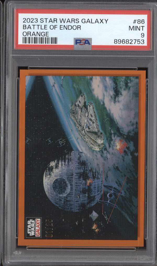 Battle of Endor   Chrome Star Wars Galaxy 86 Orange 1/25 PSA 9