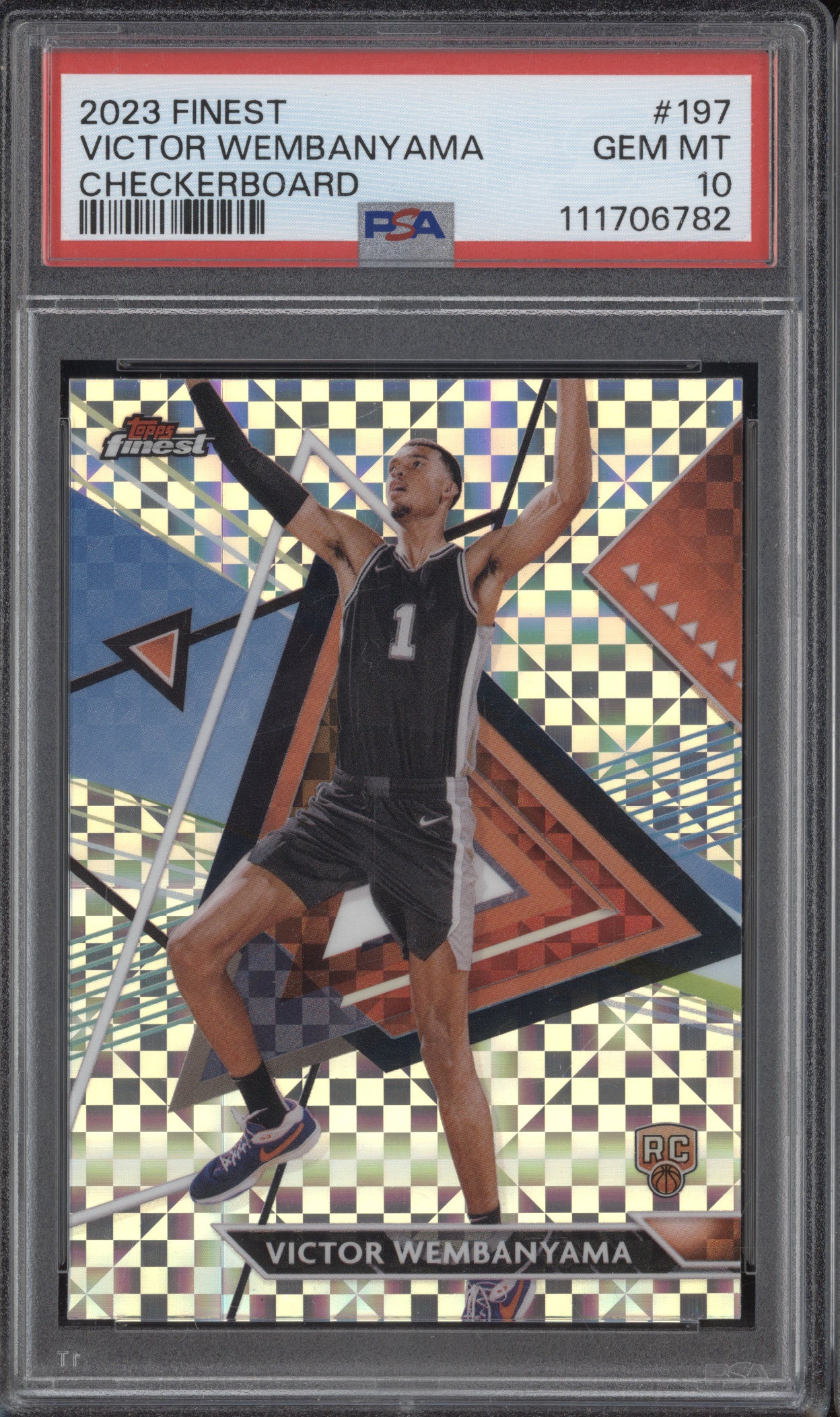Victor Wembanyama 2023-24 Topps Finest 197 Checkerboard RC PSA 10