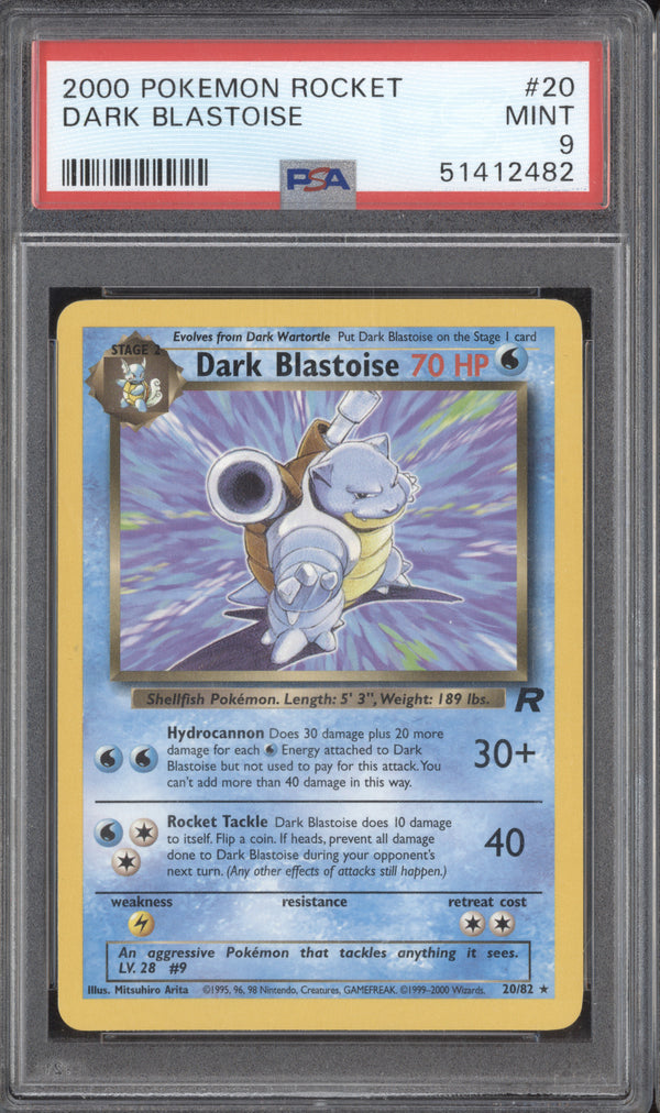 Dark Blastoise 2000 Pokemon Rocket 20/82 PSA 9