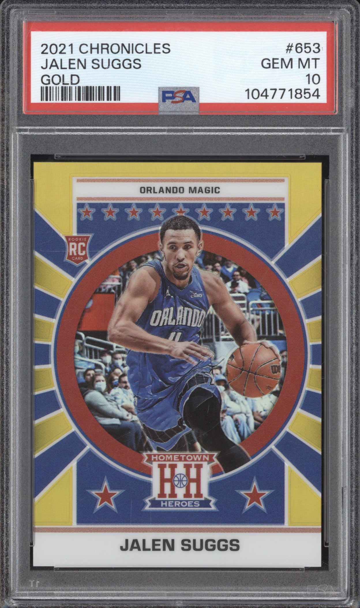 Jalen Suggs 2021-22 Panini Chronicles 653 Hometown Heroes Gold RC 3/10 PSA 10
