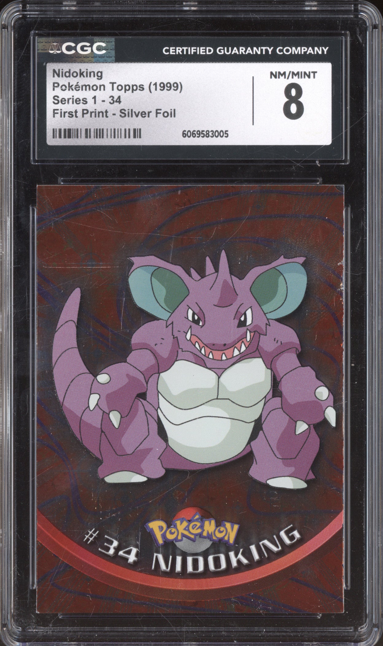1999 Topps Series 1 34 Nidoking First Print Silver Foil CGC 8